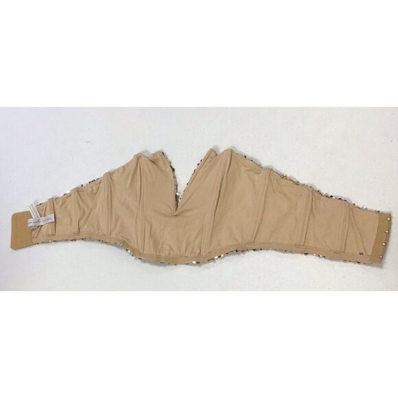 Woman’s Top Bustier Wire/Boning Gold Sequins Size M 🤩 - Picture 6 of 6